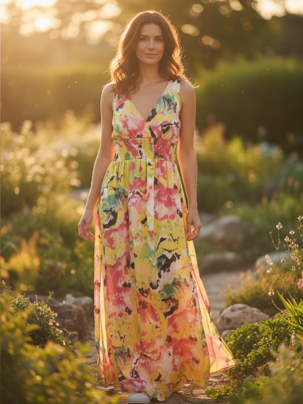 Multicolor Sleeveless Maxi Dress